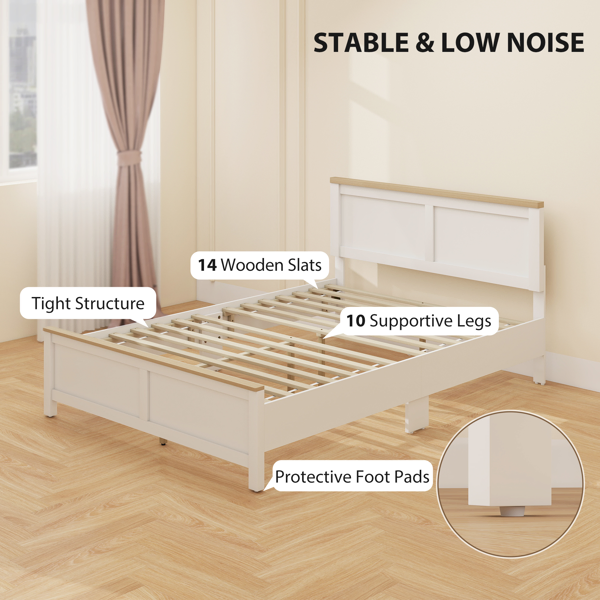 Queen Platform Bed Frame with Headboard and Footboard-11