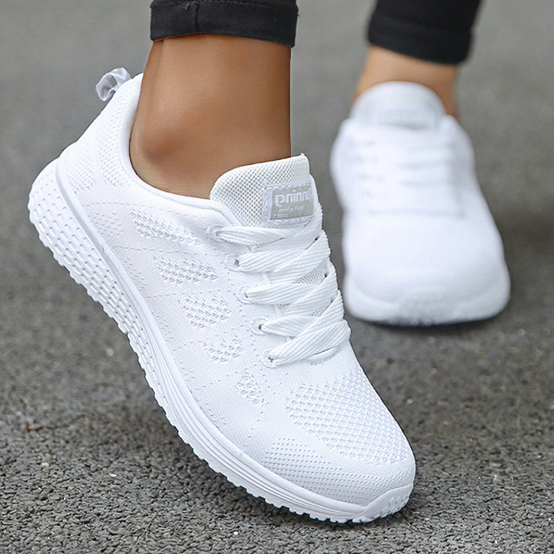 Women Casual Shoes Fashion Breathable Walking Mesh Flat Shoes Sneakers Women 2022 Gym Vulcanized Shoes White Female Footwear