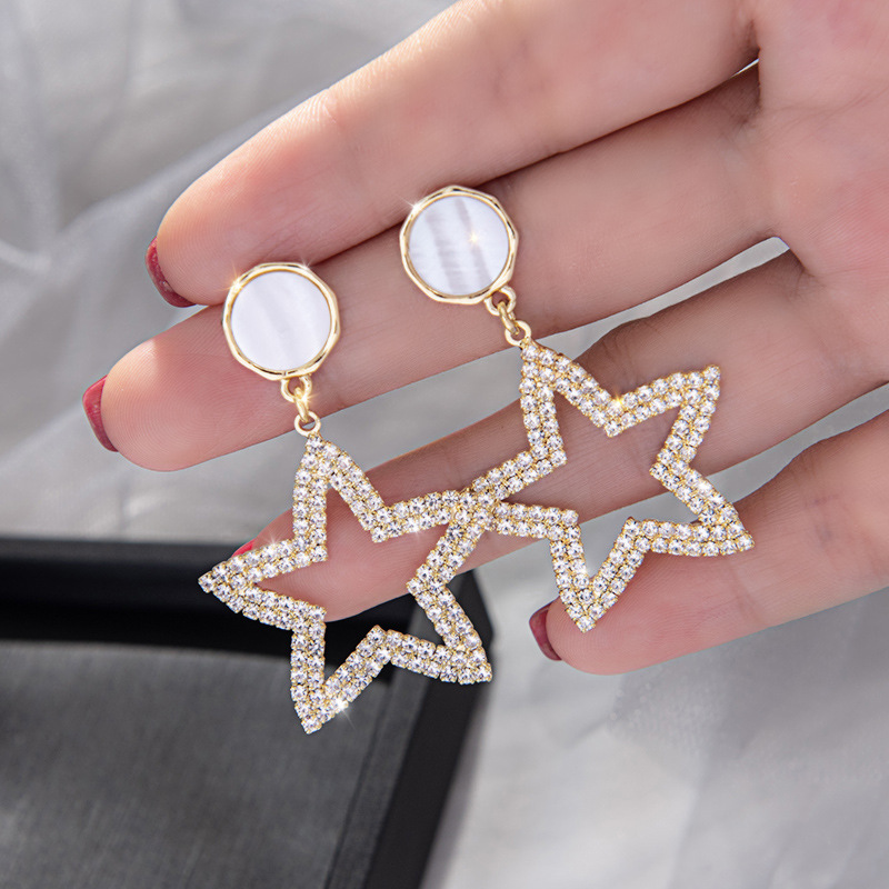 7dc1cb05 a04b 4701 a2b8 9a4910bcee31 Love crystal net red earrings