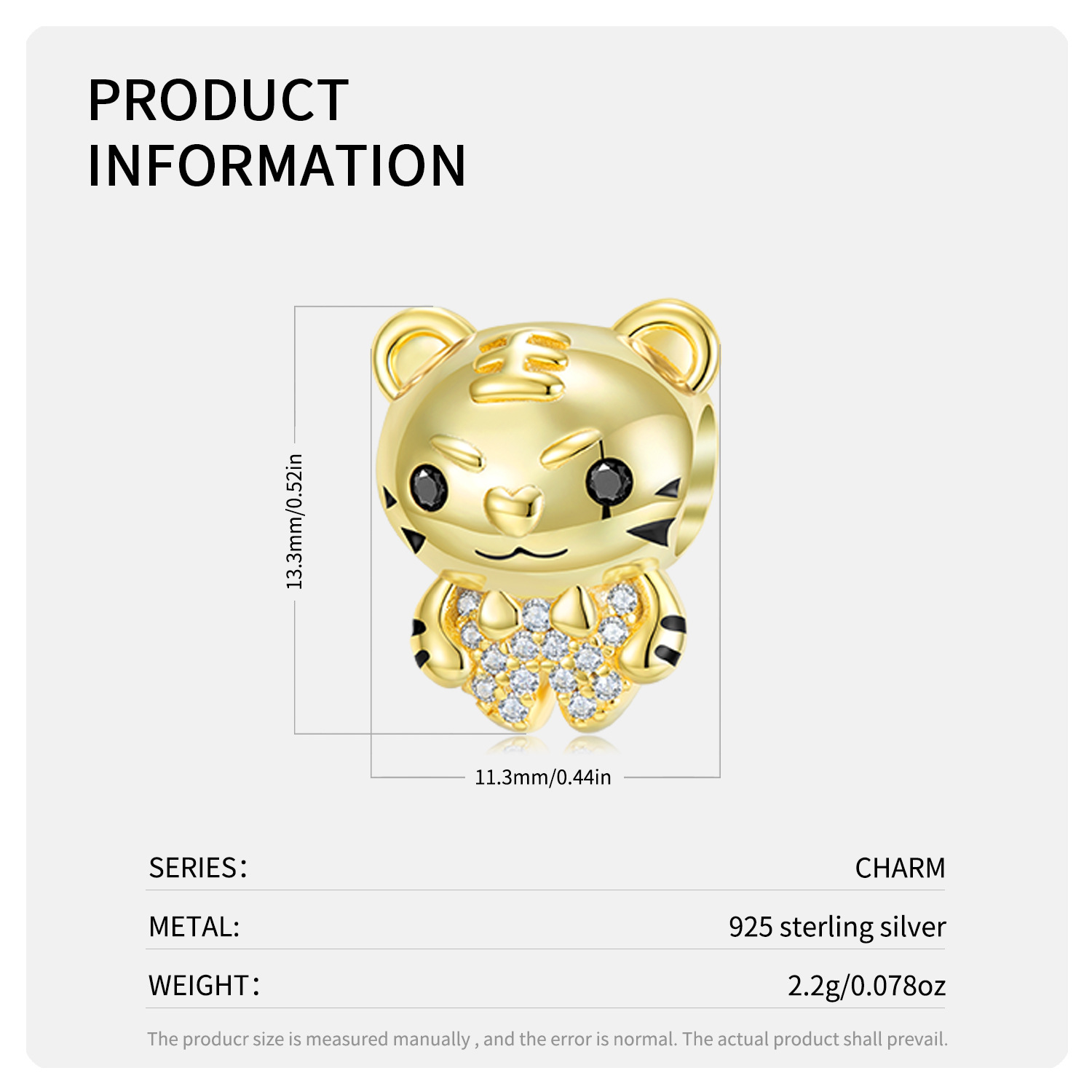 7f7d93f3 bcd7 4d33 a5c2 1f08f806d750 Golden Tiger S925 Sterling Silver Gold-plated Beads Diy Accessories