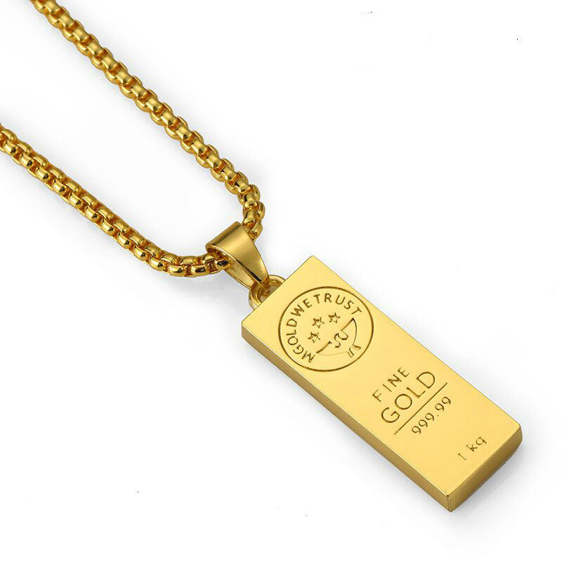 7ff48820 e4c9 4015 9e16 78b78f614402 Gold Bar Hip Hop Necklace Pendant