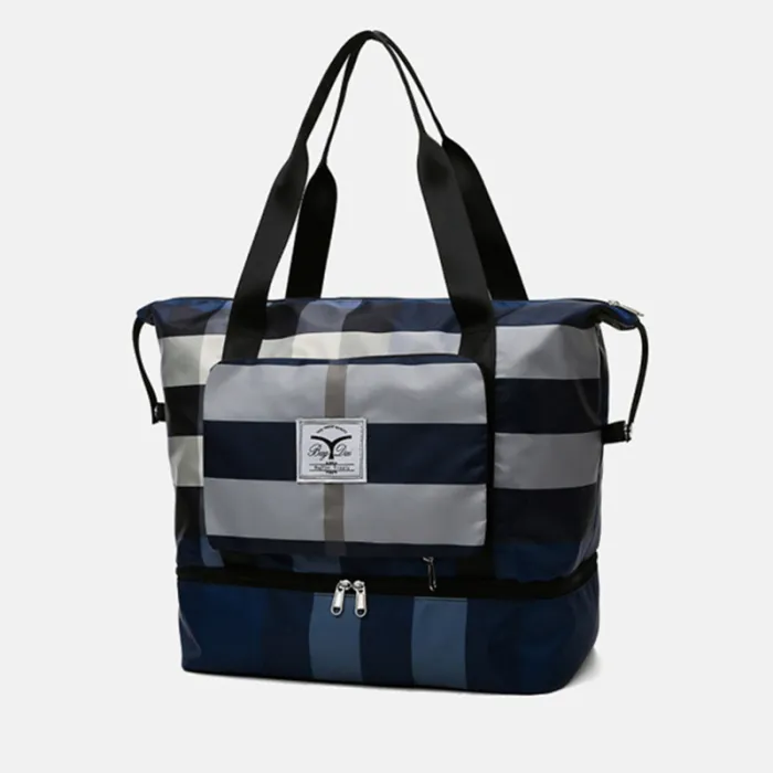 Foldable Travel Duffel Bag with Wet-Dry Pocket and Shoe Compartment, 20-35 L Gym and Weekender Bag - detail photo 6