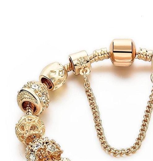 81f1bb05 b227 46e7 a859 c874a2567d8c New Large-hole Bead Bracelet Gold Diamond Color-retaining Gold-plated Women's Bracelet
