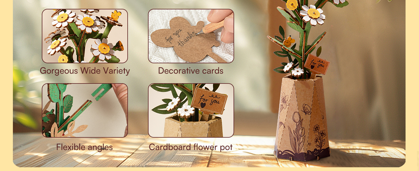 flowers 3d wooden puzzle