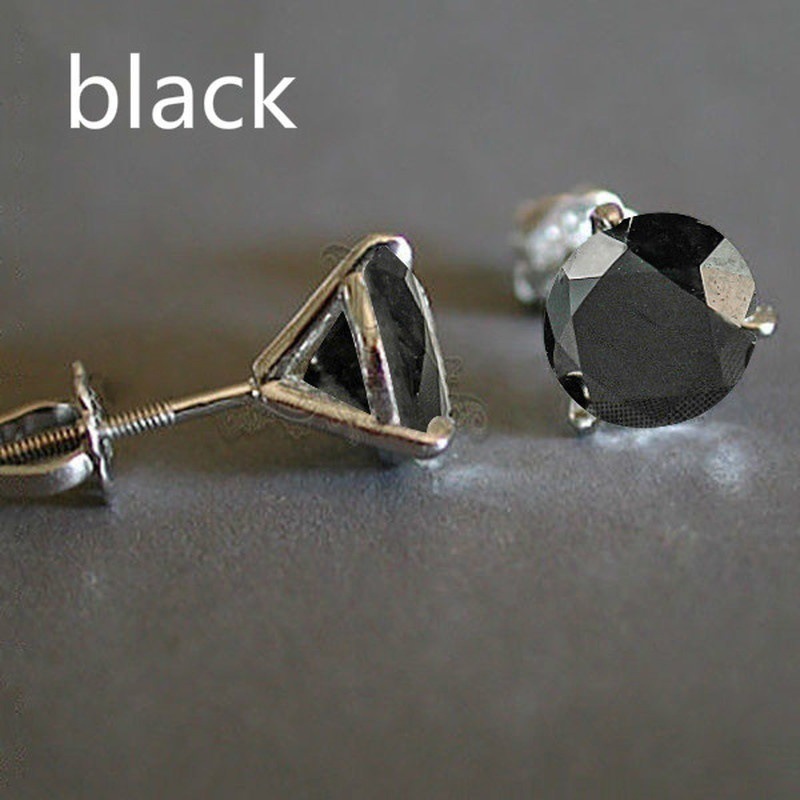 832838f1 2655 421d aaa8 aedfc0b62ecc Stud Earrings Men's White Gold 8mm Diamond Three Claw Stud Earrings