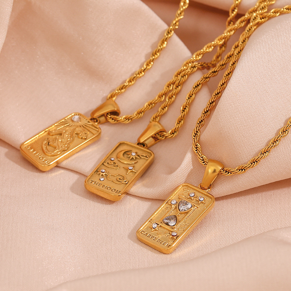 83783e05 cc2c 4442 bb4b ed2719f786ed Women's Stainless Steel Plated 18K Gold Tarot Twist Chain Necklace