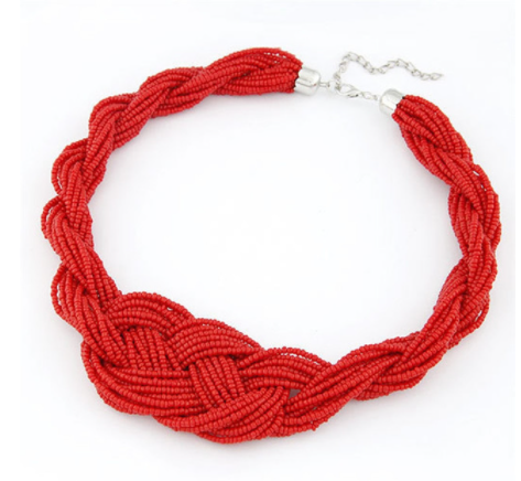 83df038e 10b5 47c1 b502 8700d8b40926 Concise Shaped Braided Rice Beads Temperament Clavicle Chain