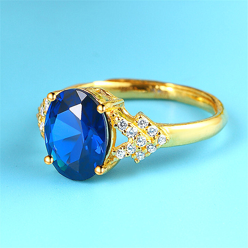 856cecd9 ec71 4eea 8949 ca077d798aef Gold-plated Sapphire Ring With Adjustable Opening And Tanzanite Diamonds