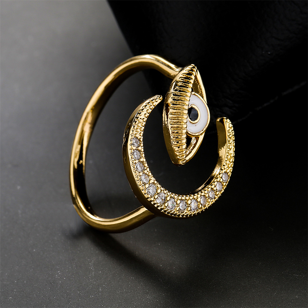 882e167e a5c7 43b0 ae8d f0f32ceb558b Hot New Copper Plated Gold Dripping Eyes Moon Zircon Ring