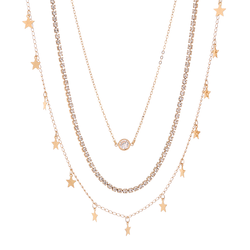 8855beed 1f97 47bc 89b6 bac3a48dba15 Star Zircon multi-layer necklace