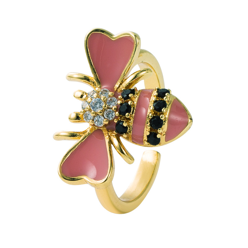 Copper Plated Real Gold Inlaid Zircon Bee Ring 5 89e62324 02d1 40b3 b551 baecebaa8df8 Copper Plated Real Gold Inlaid Zircon Bee Ring