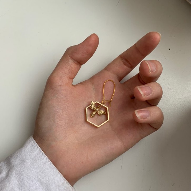 8ab8eaf6 0139 46d9 811c ba70c4dba18f Fashion Three-dimensional Geometric Creative Bee Ear Hook Earrings