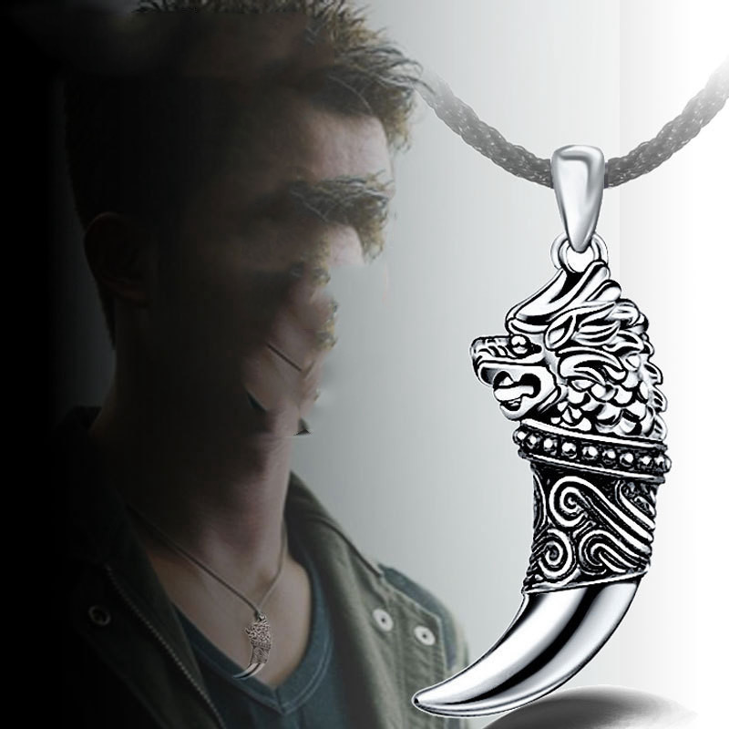 8b663bca 87cb 43f6 8c06 2a6fe9d362bd Vintage Thai Silver Men's Necklace Sterling Silver Spike Teeth