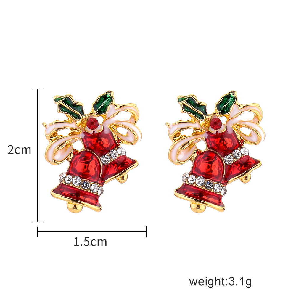 8b71c69a f0fb 4706 9852 73f9bd6668b9 Christmas Gift Dripping Oil Bow Bell Earrings