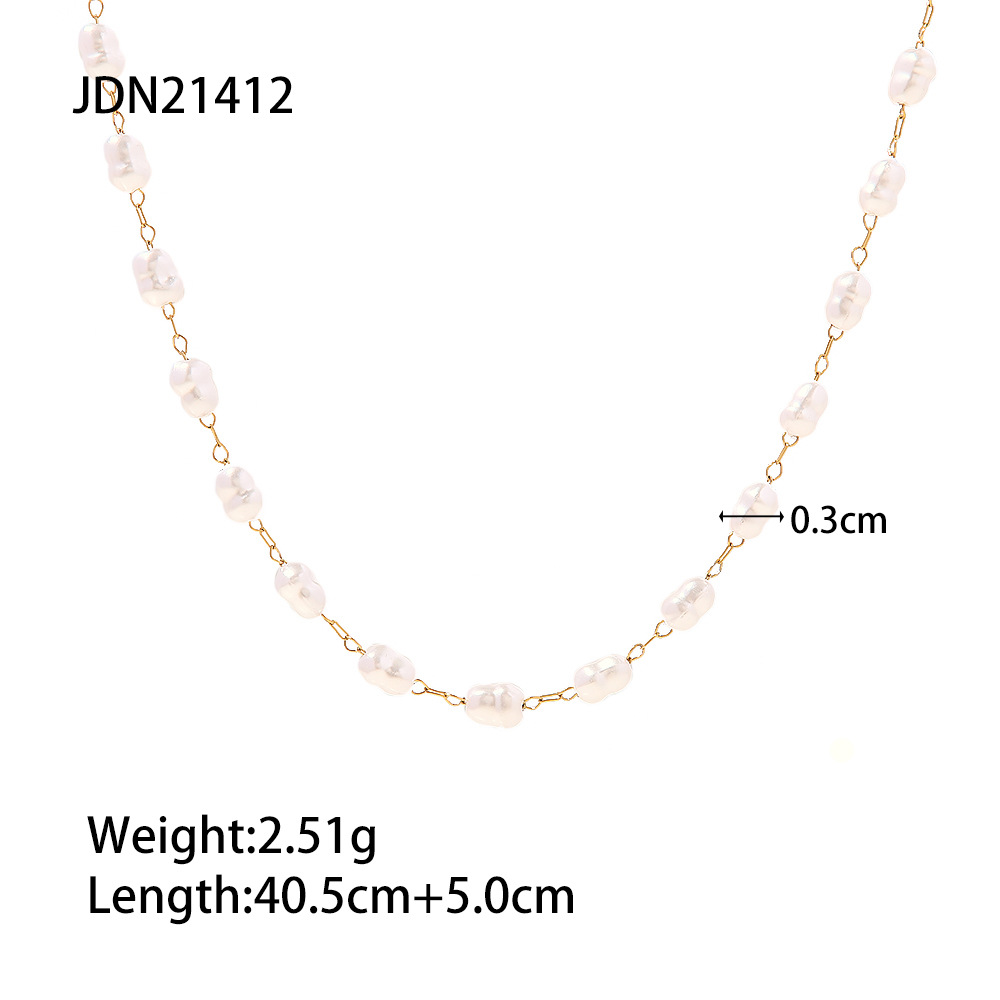 8b7d588f 54dc 45a2 a721 7f8397818f99 Necklace 18K Gold-plated Stainless Steel Pearl