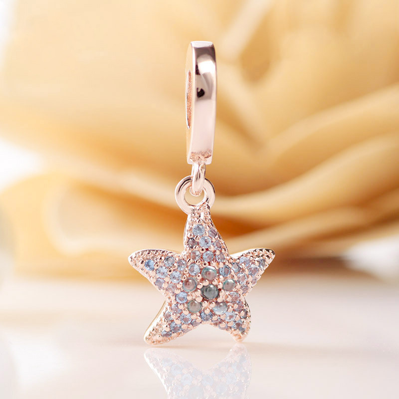8bb70879 1ca1 40f0 a3c5 99a7043f3ae6 Rose gold sparkling zircon shiny starfish charm