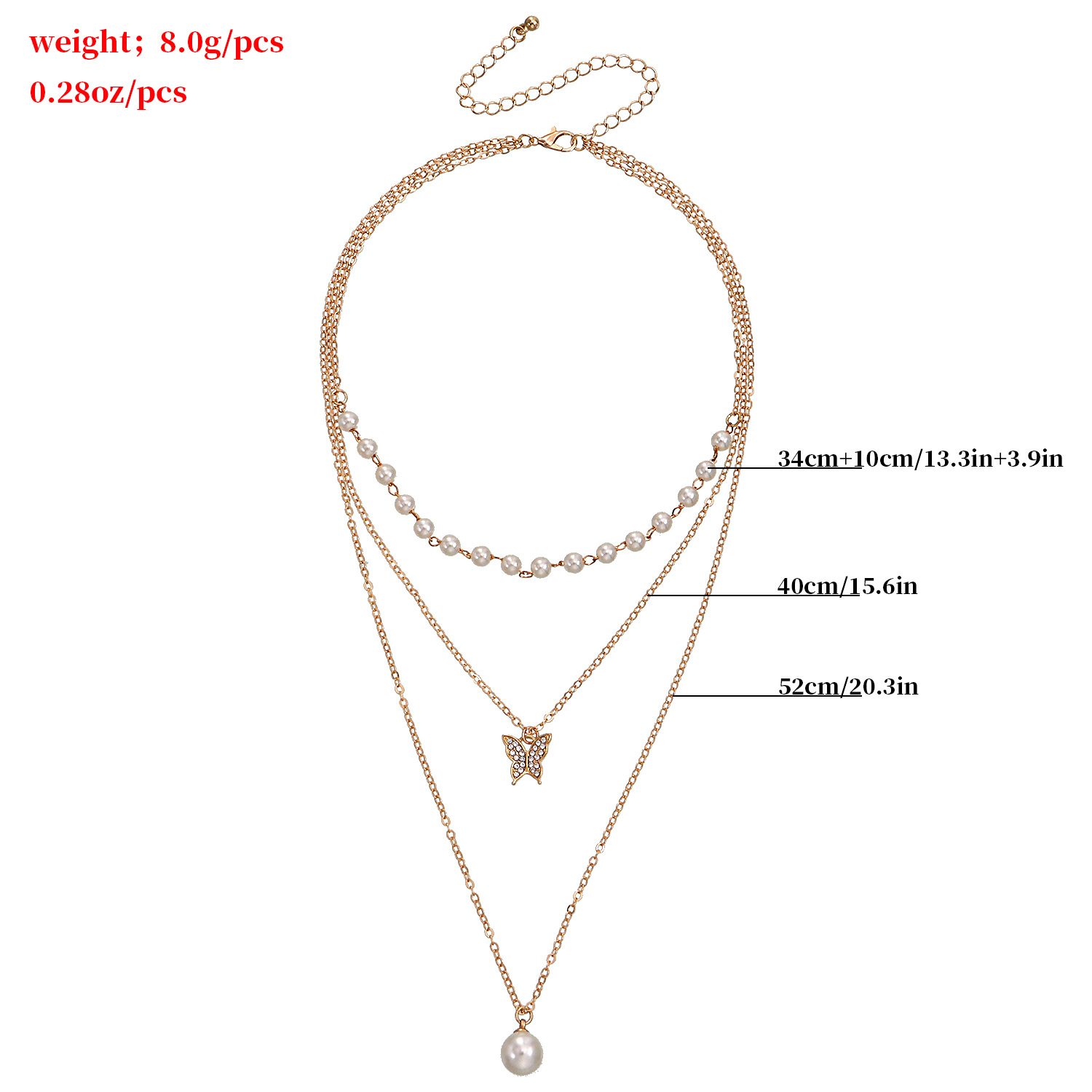 8be06446 e018 487b 841f 5900fb3c9b95 Multilayer Thin Chain Pearl And Diamond Butterfly Pendant Necklace