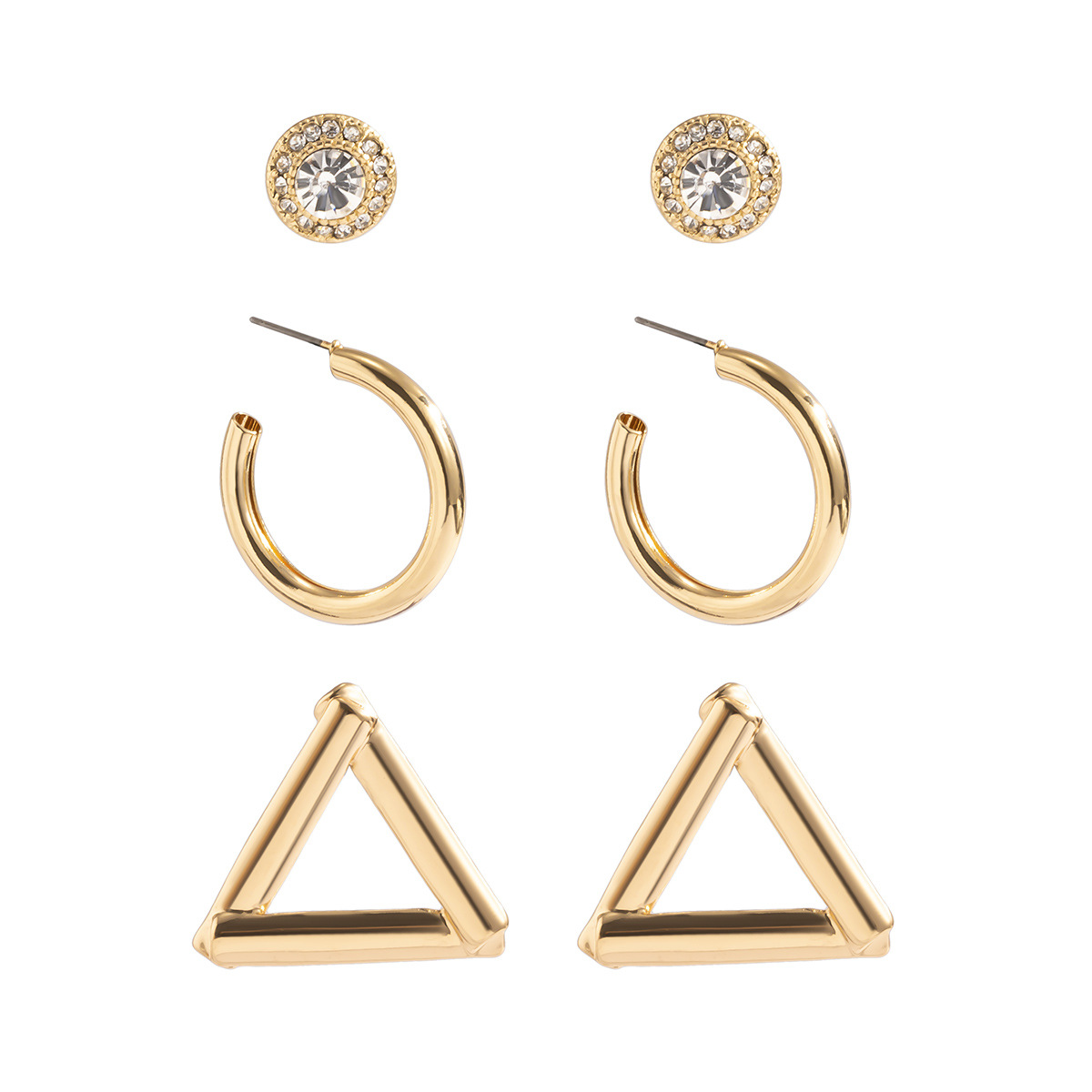 8c61fe52 6952 47a1 8de8 18bddb502fee Mix And Match Simple Geometric C-shaped Half Hoop Earrings Set