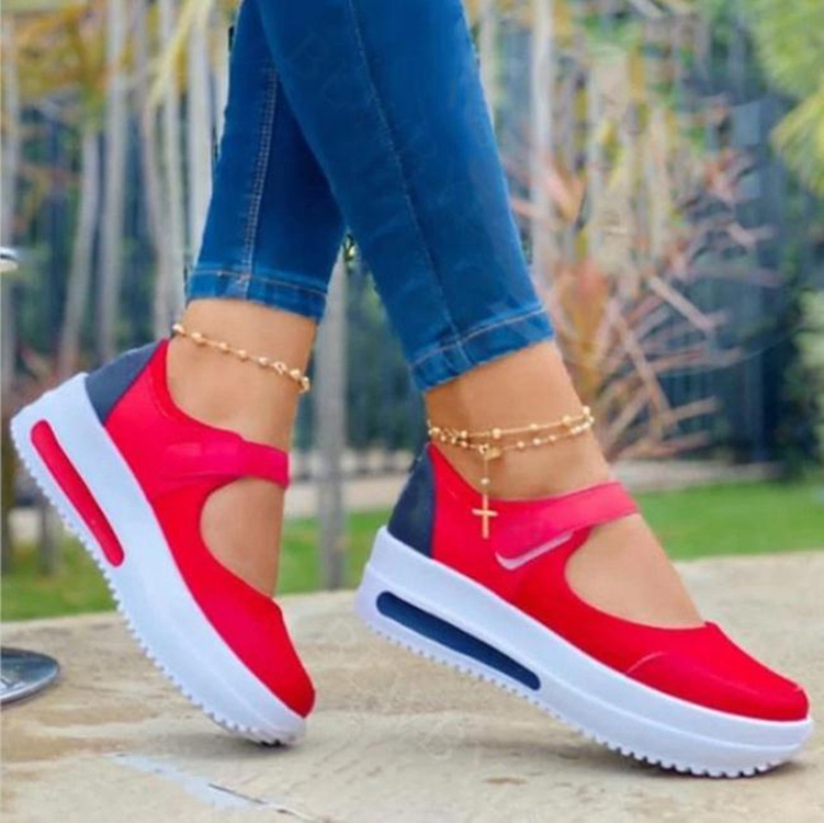 Women Fashion Vulcanized Sneakers Platform Solid Color Flats Ladies Shoes Casual Breathable Wedges Ladies Walking Sneakers