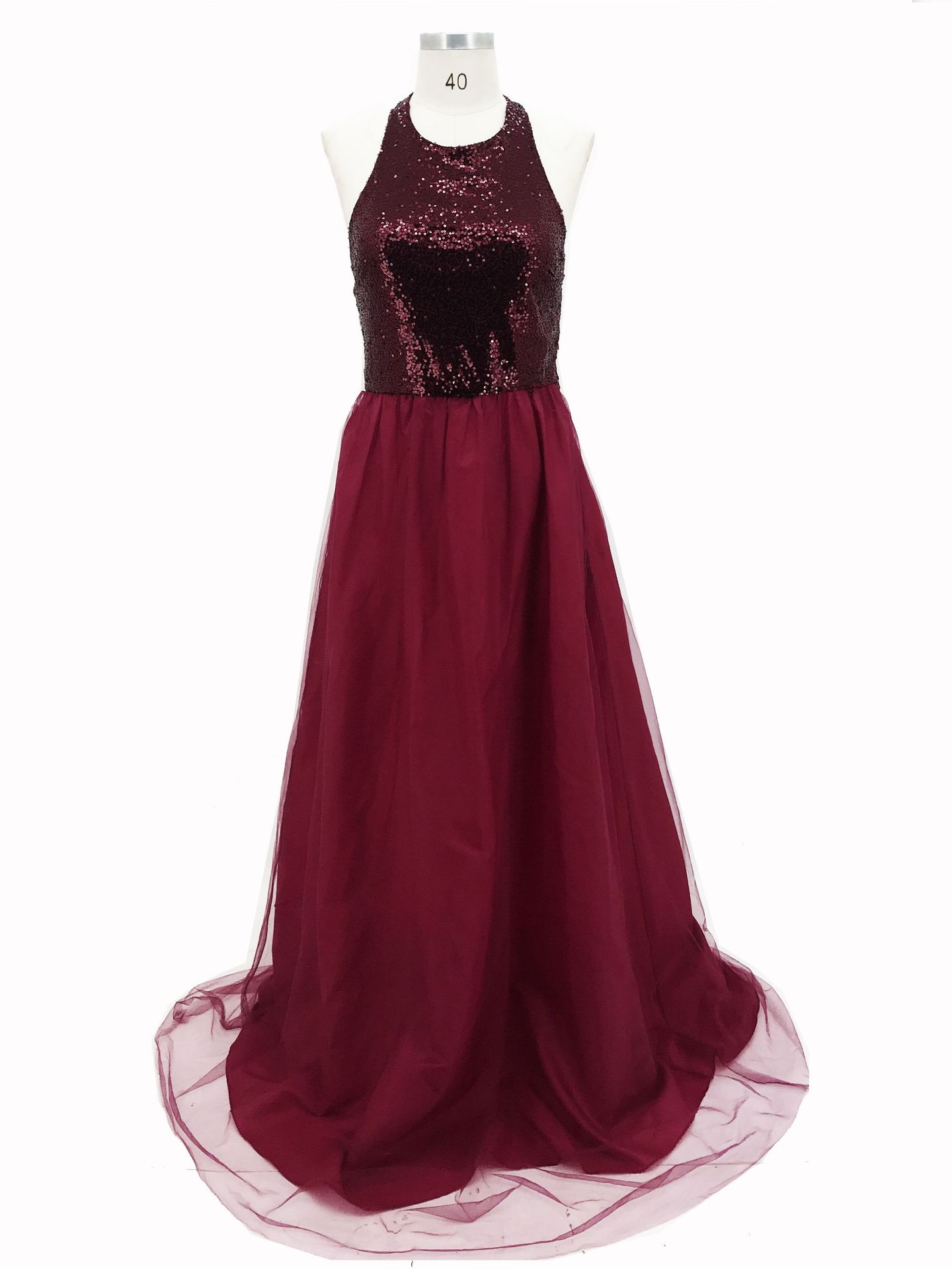 Halter-Top Long Bridesmaid Dress