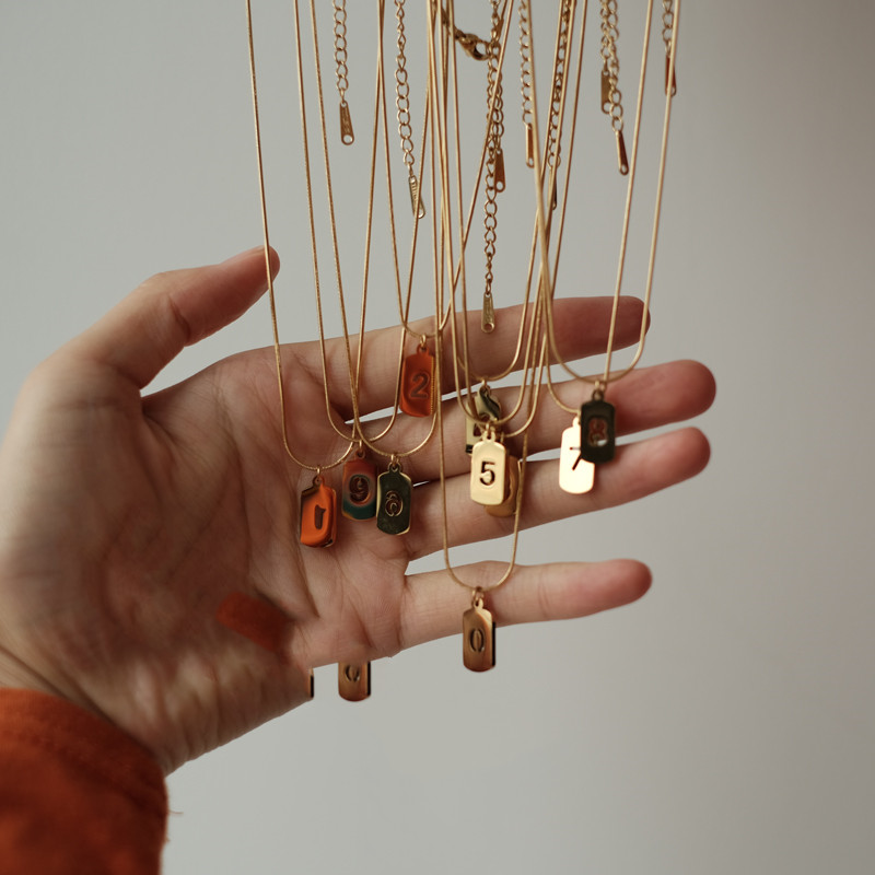 90abc42d 706c 4108 be2e f53e763d3ec0 Lucky Number Stacked Square Brand Stainless Steel Necklace