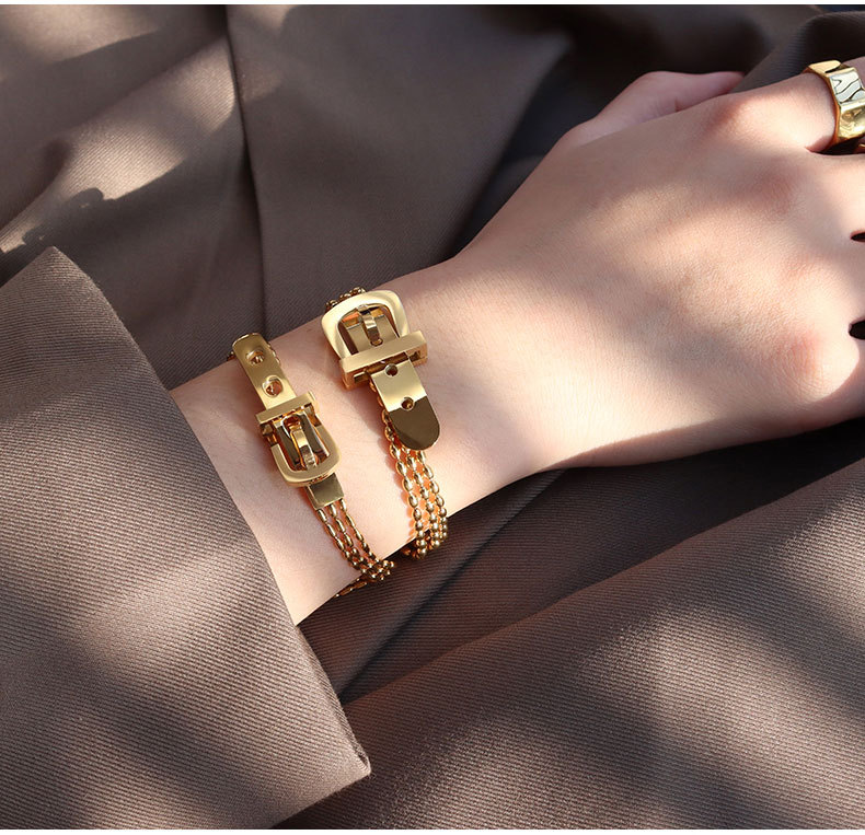 911b5f04 0e98 441d a754 46cd45311959 Stainless Steel Belt Shape Strap Charm Gold Bangle Women Jewelry Gift Punk Layered Bangle Bracelets