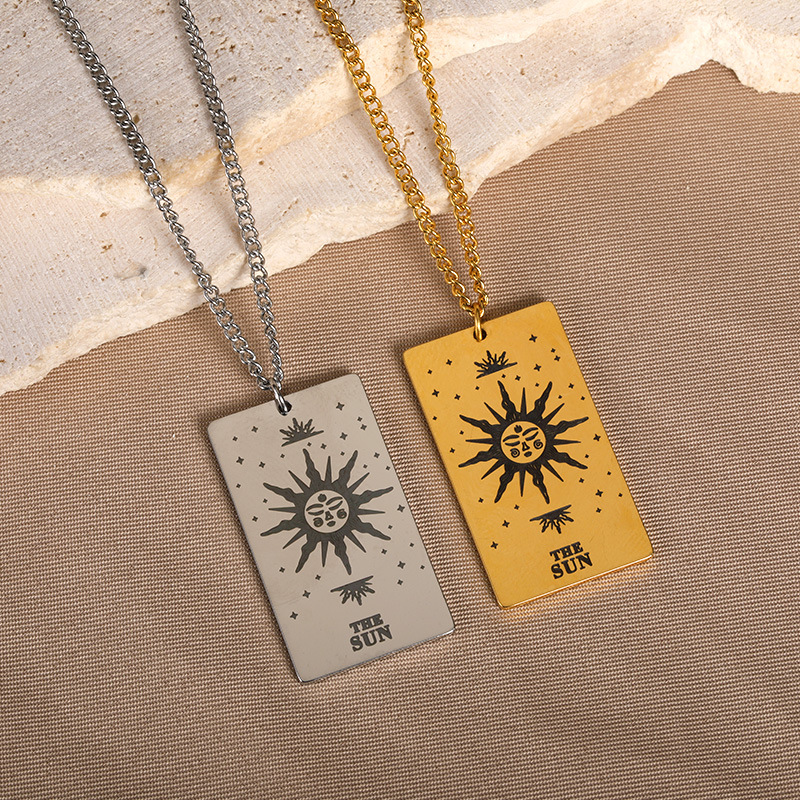 92bb7ad5 5fef 4039 8753 c377f66e640b 18k Yellow Gold Stainless Steel Tarot Pattern Necklace