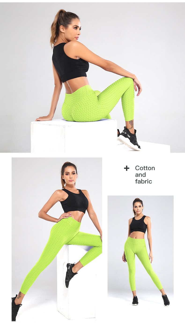 picture of girl with flourescent yellow high waisted tummy and thigh control leggings for women