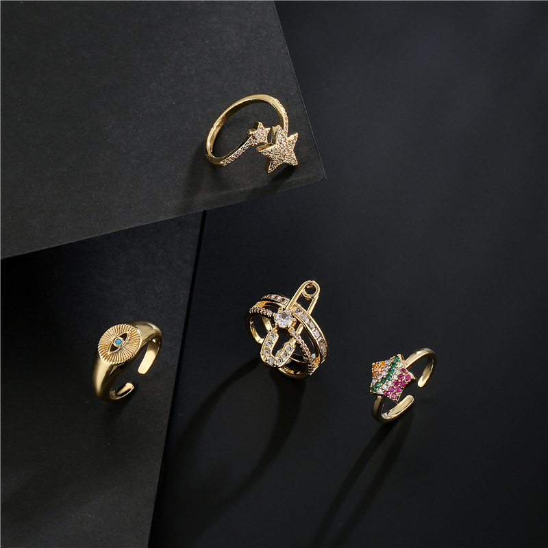 9359c59a 6a8c 4141 814c 0902325ab4f2 18K Gold Plated Copper Eye Shaped Ring