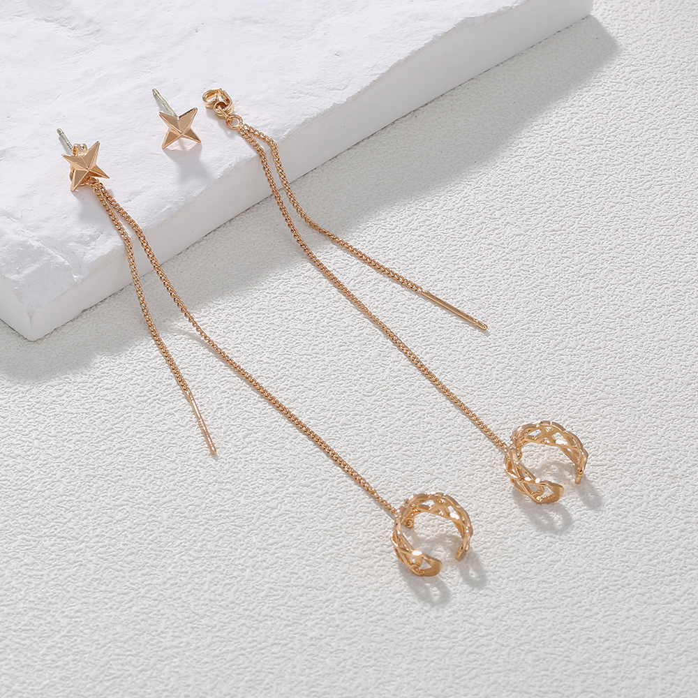 94cb7069 87dd 461d b863 33359b43a3a6 Geometric Tassel Earrings Women's Long Diamond Inlaid New Fashion Net Red Temperament Earrings Face Show Thin Ear Line Jewelry