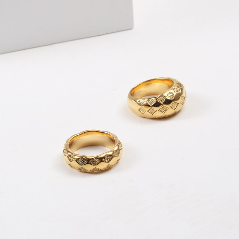 Diamond Plaid Diamond Ring Women's Titanium Steel Gold-plated Ring Couple Stacking 3 96013e3a a340 416b bc7c 4f8ec89d378b Diamond Plaid Diamond Ring Women's Titanium Steel Gold-plated Ring Couple Stacking