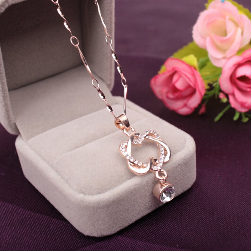 Korean Style White Gold Heart Necklace Double Heart 4 9608a45d d249 4c75 a1d0 5c51d7e3a5b1 Korean Style White Gold Heart Necklace Double Heart