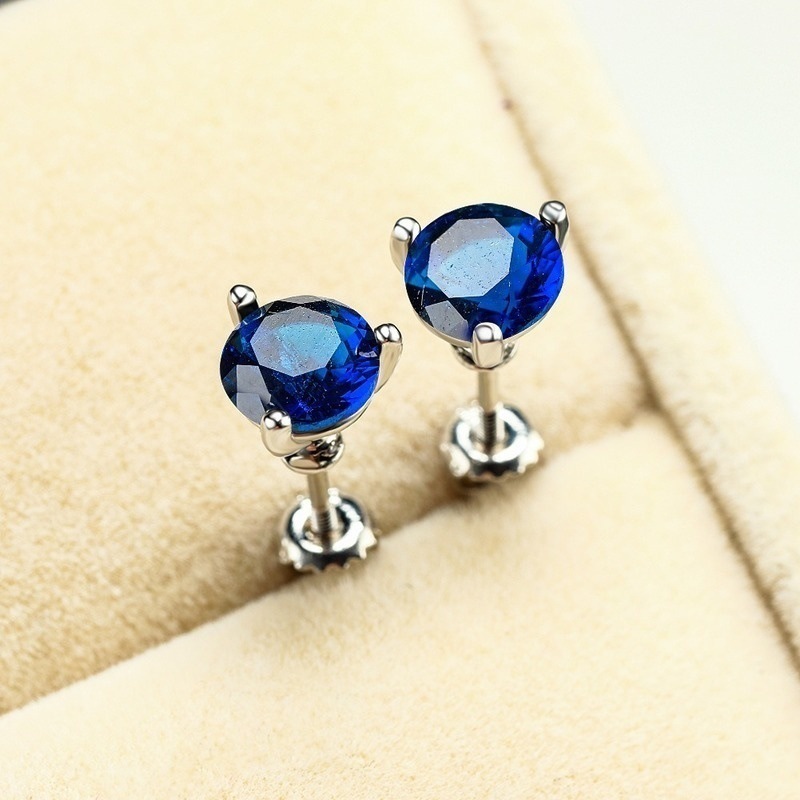 960ac634 ea80 4d8e 8df5 e30d9ea5efc8 Stud Earrings Men's White Gold 8mm Diamond Three Claw Stud Earrings