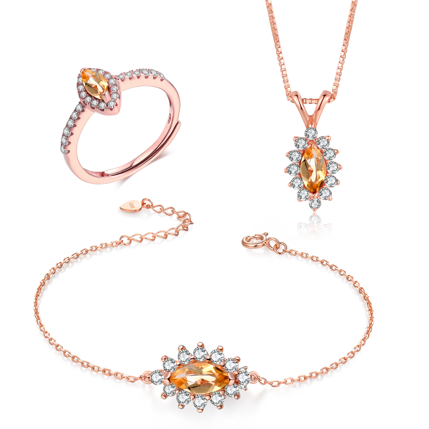 Natural citrine and zircon rose gold jewelry set 1 9622d359 edcf 4920 ad39 ee63b40be8f0 Natural citrine and zircon rose gold jewelry set