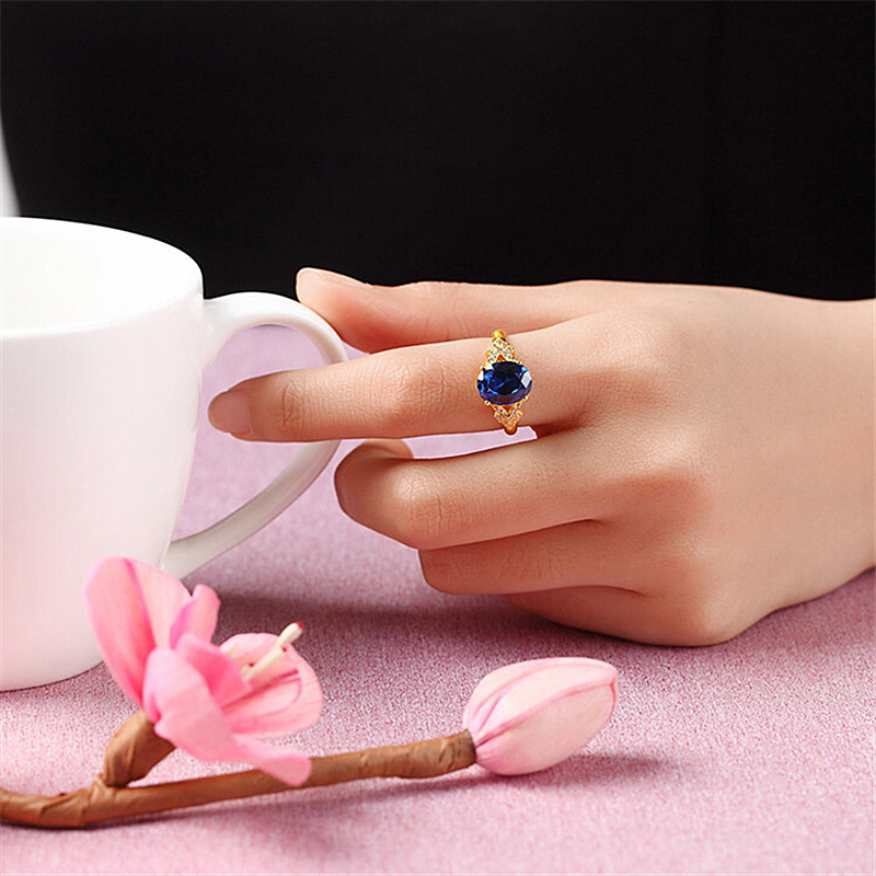 978b2312 d434 473e b269 2670f935423e Gold-plated Sapphire Ring With Adjustable Opening And Tanzanite Diamonds