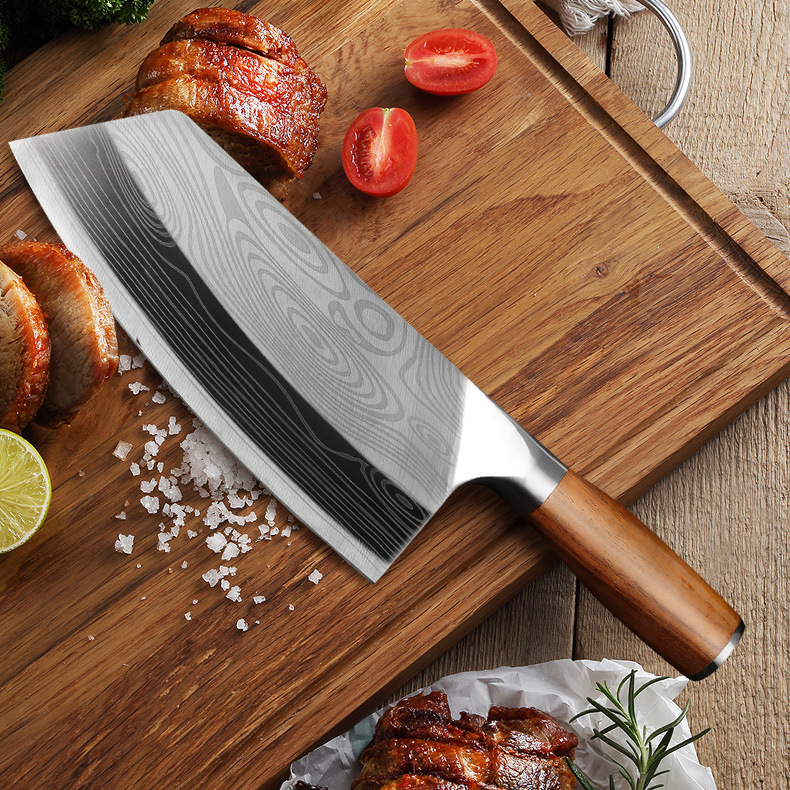 Stainless Steel Meat Cleaver with Wooden Handle – Zeekka