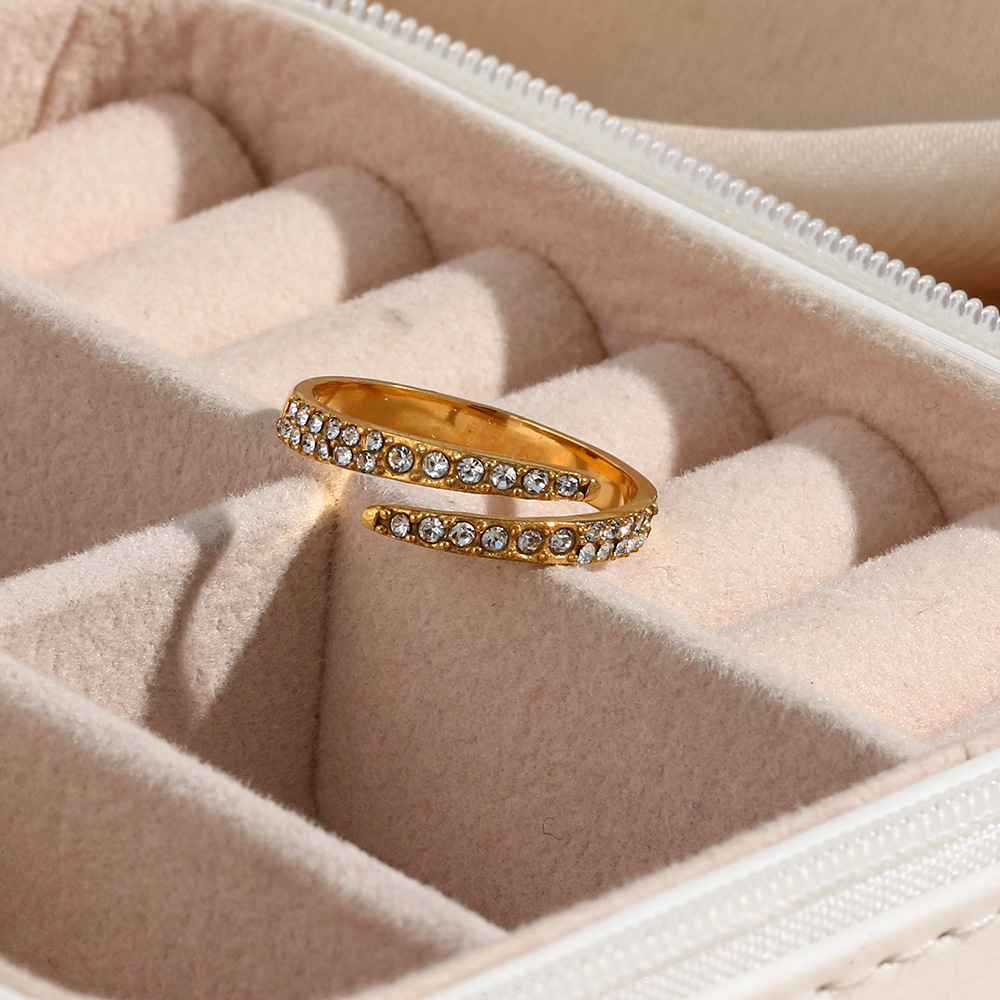 990997d5 5778 437b 8b49 dce24718d1c0 Gold-plated Diamond Personality Simple Open-end Zircon Ring