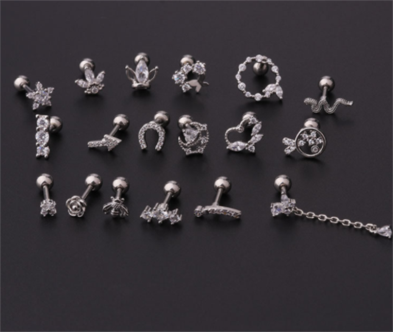 994b2e82 e458 46ea 91f8 02567f5eaa76 Stainless Steel Stud Zircon Pierced Earrings