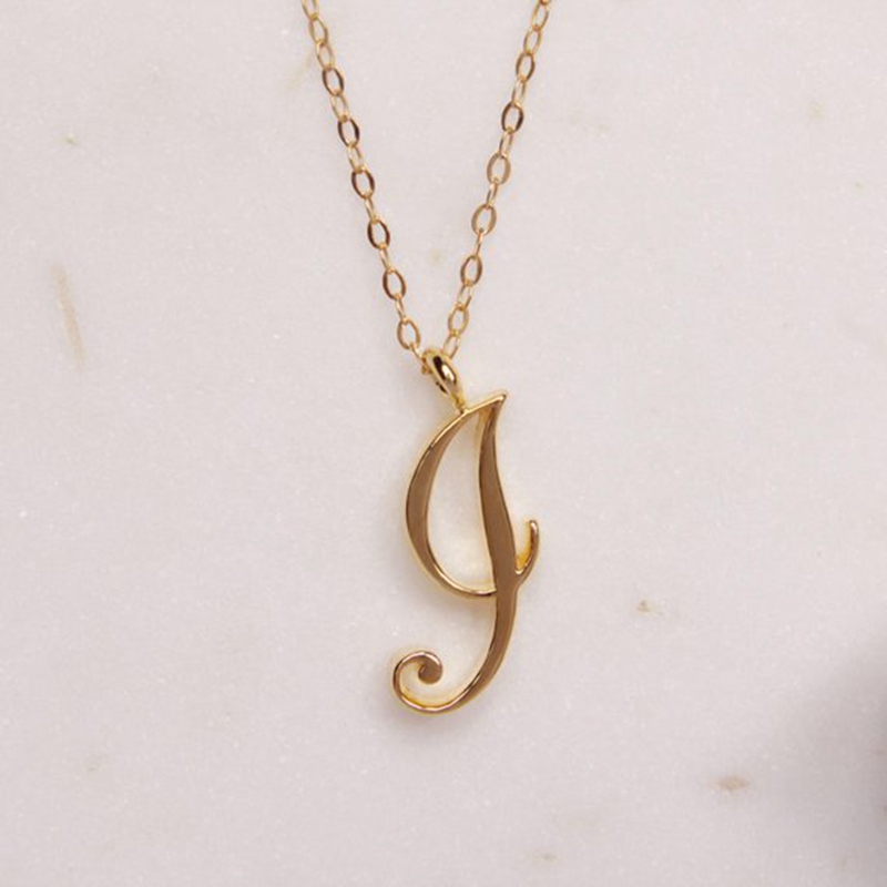99826493 a58e 4db5 a81f a8dc15e578c7 Gold 26 Old English Initial Letter Necklaces For Women