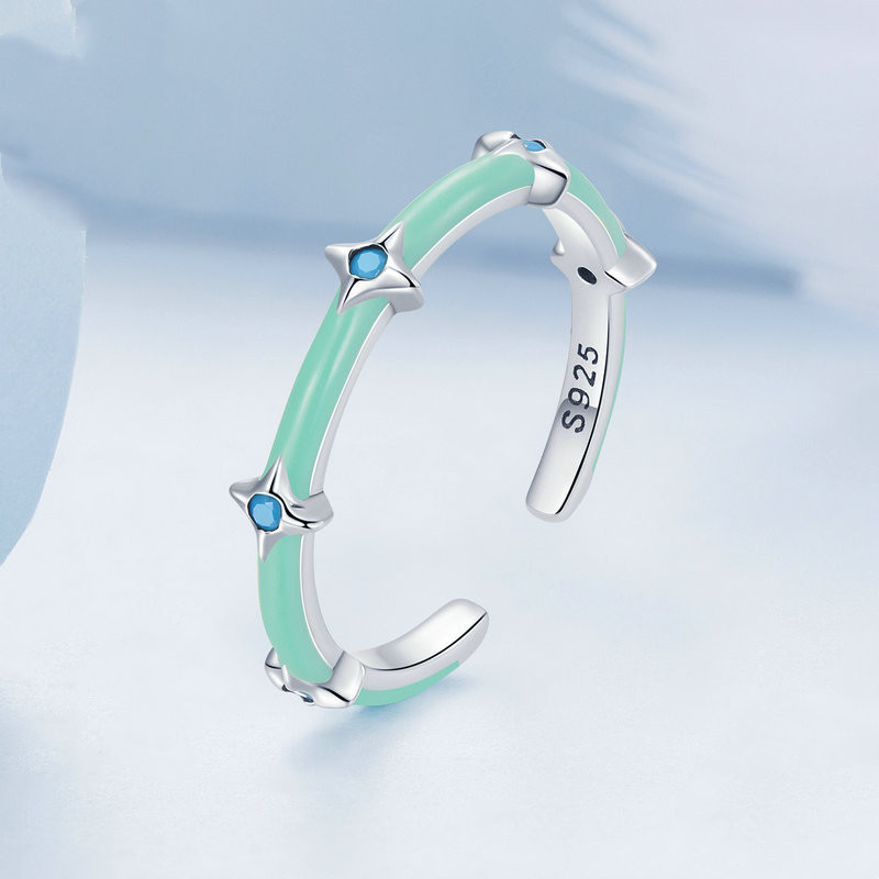 9b4a36a3 ed3b 4899 aca6 756f8e8074ba Grey Blue Oil Drop Zircon Simple Star Ring