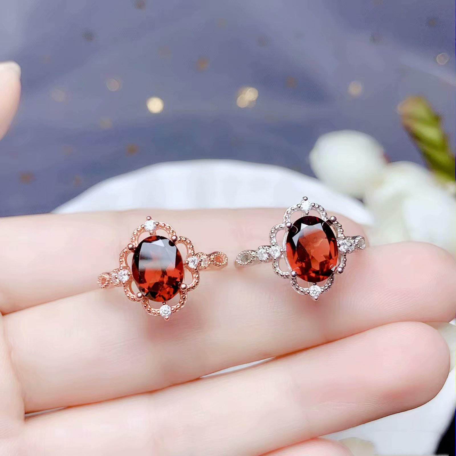 9cf18ee0 fe6c 43b7 a3b8 42ba40360014 Ring Empty Setting Silver Plated 18K Gold Inlaid Oval Emerald Fancy Emerald