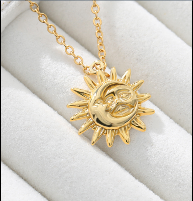 9d6f1dce e054 453b 940c cd56f72e11a7 Sun Pendant Necklace Women Gold Plated 18K