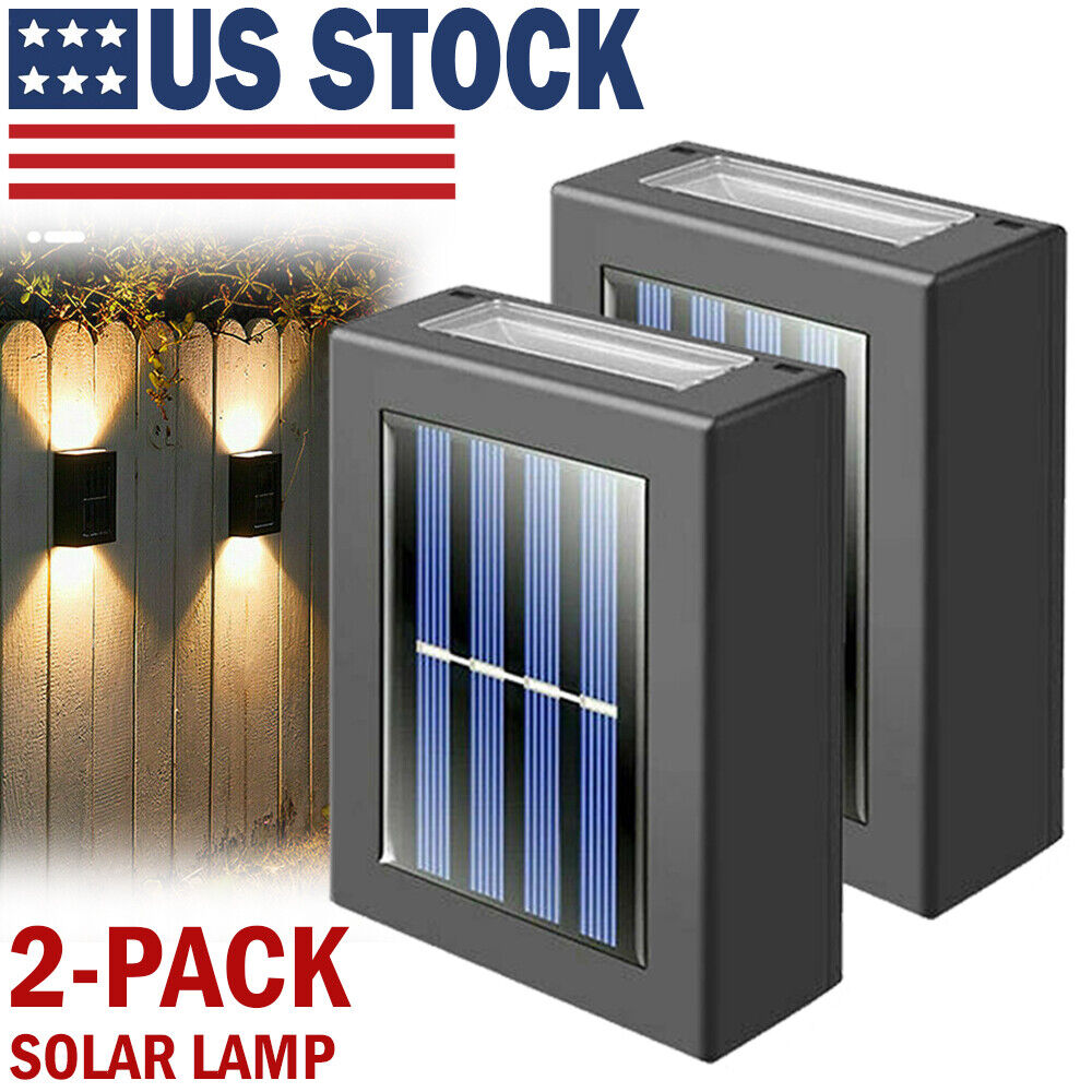 2 Pack New Solar Deck Lights Outdoor Waterproof LED Steps Lamps For