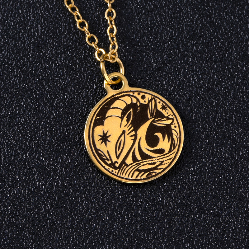 9f5cb3f6 0f34 4b8c aaae 8076920d715b Gold Round Constellations Zodiac Sign Stainless Steel Necklace