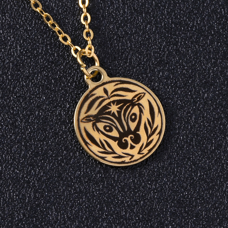 a080b03f 883c 45bf 81c0 b8a972c2703b Gold Round Constellations Zodiac Sign Stainless Steel Necklace