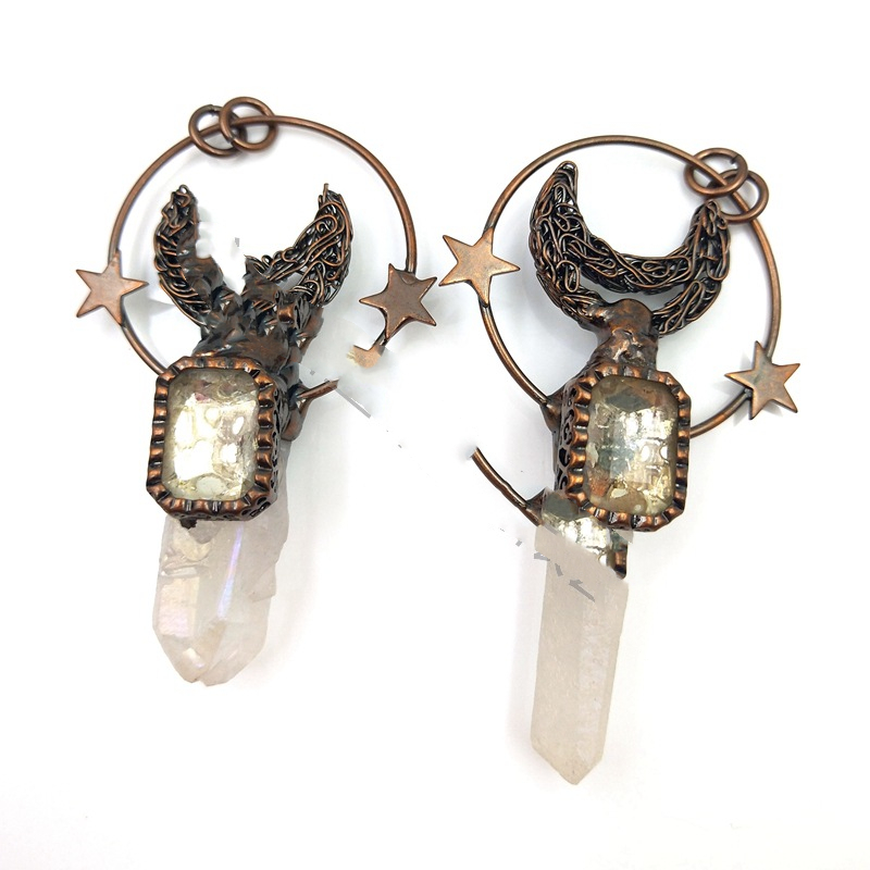 a0fe7e4d 31ec 450a 8eed 1f8ea55ef128 Personalized European And American Meniscus Star White Crystal Ore Pendant