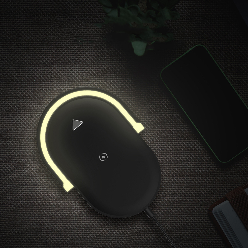 3 In 1 Foldable Wireless Charger with Night Light LED Lamp Bluetooth Speaker 15W High Power Fast Charging 15