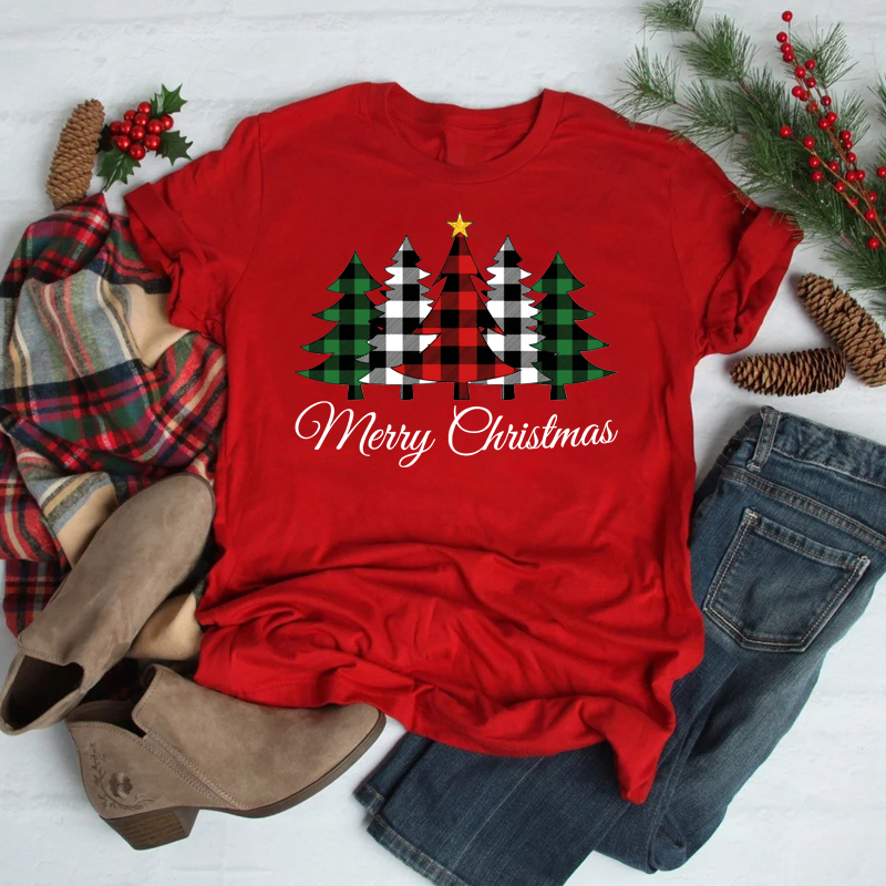 Festive Foreign Trade Christmas Tree T-shirt for Men and Women - celebrate the season in style! image 25