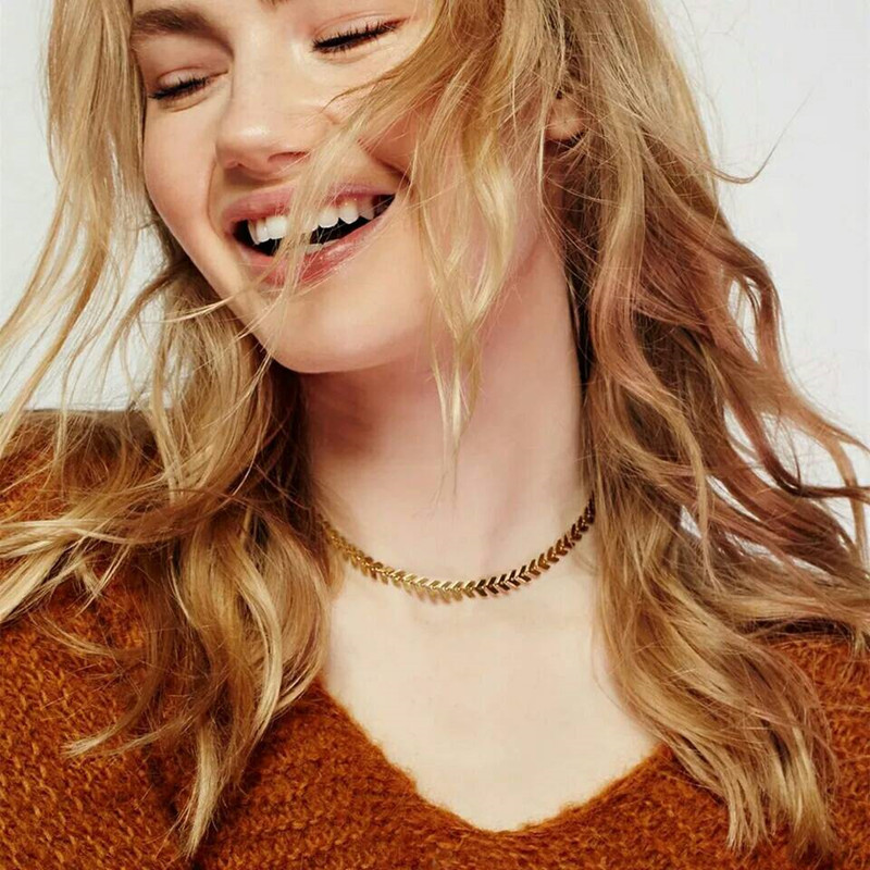 a4abe83a 47d0 4491 b766 623b9ef847d4 Fashion All-Match Popular Necklace Gold Leaf Short Neck