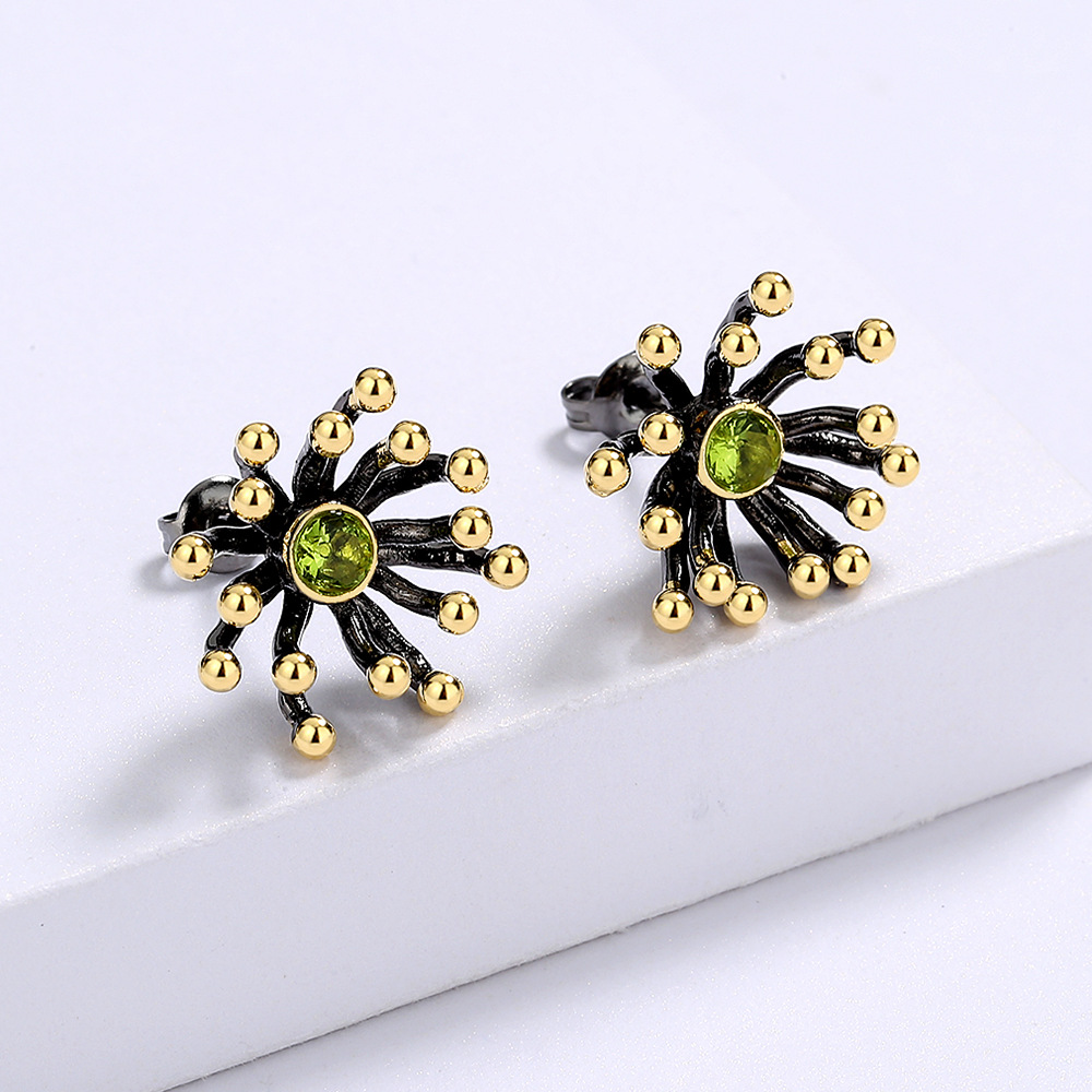 a6190065 4ca0 44fd a679 bb96cf74e66c Women's Black Gold Two-tone Flower Heart Earrings